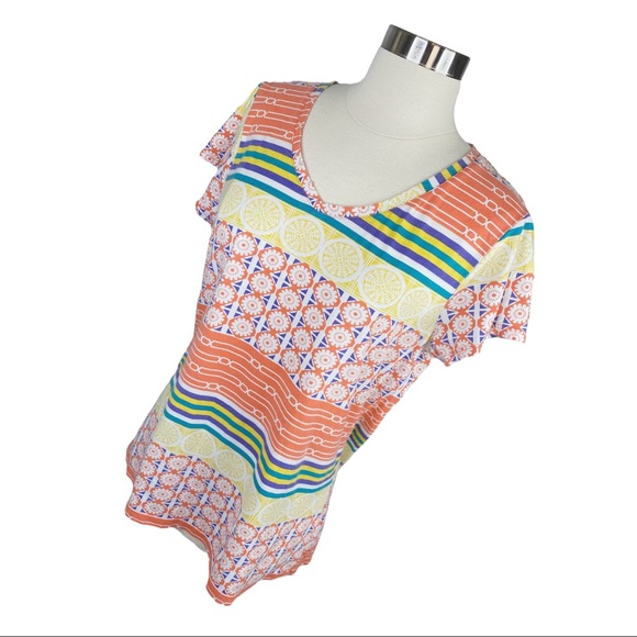 Bay Studio Multicolored Geometric Print Tee - Size Large - Picture 3 of 5